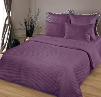 Постельное белье из страйп-сатина "Мирослава" 1,5 сп. (нав. 70*70  диз.: Черника) КССС