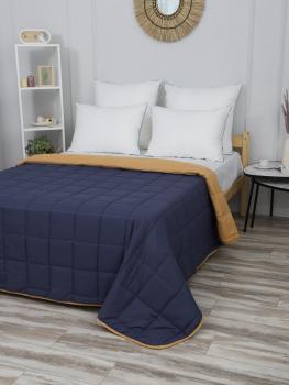 Покрывало &quot;Фиона&quot; стеганое (квадрат, 150г) 180*210 (диз.: 14 сине-горчичный) ПФ