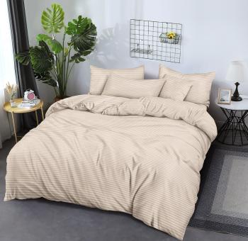 Постельное белье из страйп-сатина "Мирослава" 2,0 сп. с Евро (нав. 50*70 и 70*70 диз.: Светло-бежевый) КССС