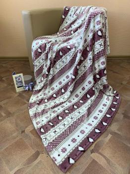 Плед "Велсофт" 2,0 сп. (диз.: Пингвины цвет розовый) ПВ