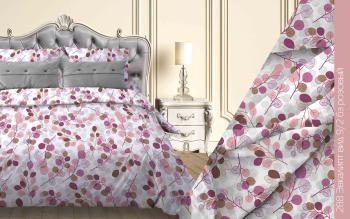 Постельное белье из бязи 125 г/м2 &quot;Наслаждение&quot; Евро (диз.: 288 Эвкалипт 9/2 бз розовый) КНБЕ