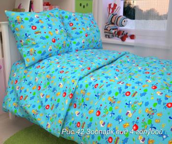 Постельное белье из бязи 125 г/м2 &quot;Сказочная страна&quot; 110*140 (диз.: 42 Зоопарк 4 голубой) КБ
