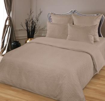Постельное белье из страйп-сатина "Мирослава" 1,5 сп. (нав. 70*70  диз.: Капучино) КССС