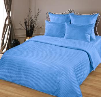 Постельное белье из страйп-сатина "Мирослава" 2,0 сп. с Евро (нав. 50*70 и 70*70 диз.: Сапфир) КССС