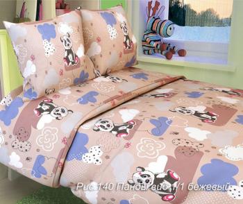 Постельное белье из бязи 125 г/м2 "Сказочная страна" 110*140 (диз.: 140 Панды 1/1 бежевый) КБ