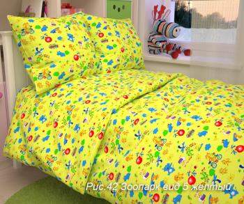 Постельное белье из бязи 125 г/м2 &quot;Сказочная страна&quot; 110*140 (диз.: 42 Зоопарк 5 желтый) КБ