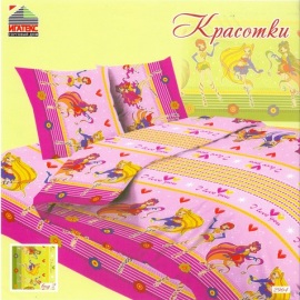 Постельное белье из бязи 105 г/м2 "Сказочная страна" 110*140 (диз.: 2964-1 Красотки) КБ
