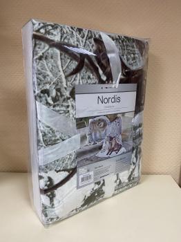 Плед &quot;Нордис&quot; ( набивной велюр/ трикотажный мех) размер 130*180 (диз.: Олень) ПВ