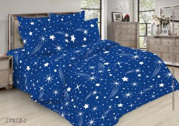 Постельное белье из бязи 145 г/м2 "Душевный" 1,5 сп. (диз.: 17218-1 Звездная ночь) 