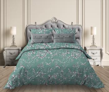 Постельное белье из бязи 125 г/м2 &quot;Наслаждение&quot; Евро (диз.: 202 Валенсия 3/10 бирюзово-зеленый) КНБЕ