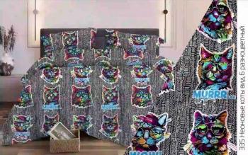 Постельное белье из бязи 125 г/м2 &quot;Сказочная страна&quot; 110*140 (диз.: 335 Неоновые коты 6 разноцветный) КБ