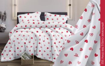 Постельное белье из бязи 125 г/м2 &quot;Наслаждение&quot; Семейный (диз.: 356 Амур 9 бело-земельный) КНБС