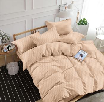 Постельное белье из страйп-сатина &quot;Мирослава&quot; 2,0 сп. с Евро (нав. 50*70 и 70*70 диз.: Бежевый) КССС