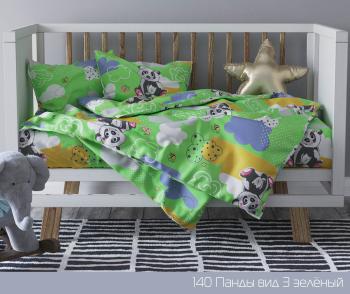Постельное белье из бязи 125 г/м2 &quot;Сказочная страна&quot; 110*140 (диз.: 140 Панды 3 зеленый) КБ