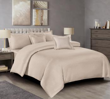 Постельное белье из страйп-сатина "Мирослава" 2,0 сп. с Евро (нав. 50*70 и 70*70 диз.: Слоновая кость) КССС