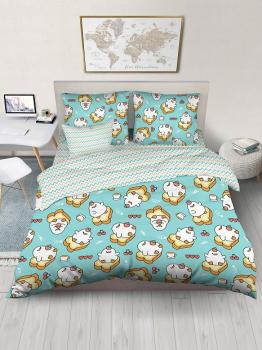 Постельное белье из поплина &quot;Радуга&quot; (нав. 70/70 1 шт.) (диз.: 500315-1 Маршмеллки+10201-4) КНБС