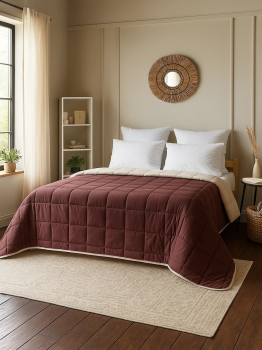 Покрывало "Фиона" стеганое (квадрат, 150г) 180*210 (диз.: 17 вишня-бежевый) ПФ