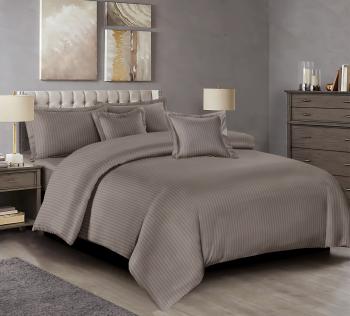 Постельное белье из страйп-сатина "Мирослава" 1,5 сп. (нав. 70*70  диз.: Пепельный) КССС