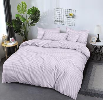 Постельное белье из страйп-сатина "Мирослава" Евро 200*220  (нав. 50*70 и 70*70 диз.: Сиреневый) КССС