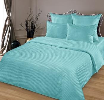 Постельное белье из страйп-сатина "Мирослава" Евро 200*220  (нав. 50*70 и 70*70 диз.: Бирюза) КССС