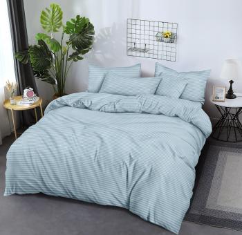 Постельное белье из страйп-сатина "Мирослава" 2,0 сп. с Евро (нав. 50*70 и 70*70 диз.: Светло-голубой) КССС