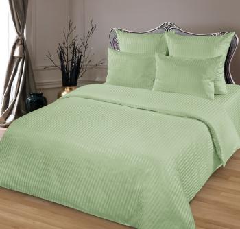 Постельное белье из страйп-сатина "Мирослава" 2,0 сп. с Евро (нав. 50*70 и 70*70 диз.: Олива) КССС