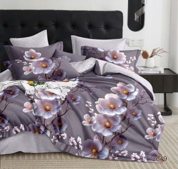 Постельное белье из сатина "Стелла" (пакет ПВХ) Евро 200*220 (диз.: 2649 Вишневый цвет) КВСNoris