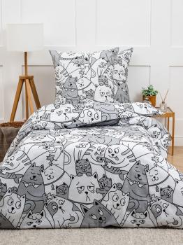 Постельное белье из бязи 125 г/м2 &quot;Сказочная страна&quot; 110*140 (диз.: 337 Котовасия 9/3 бз серый) КБ