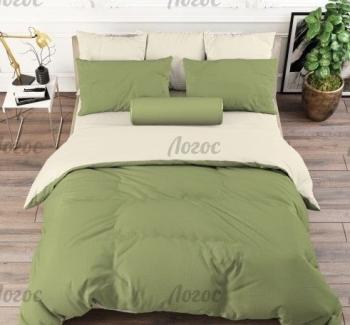 Постельное белье из поплина однотонного "Конфесса" 200*220 (диз.: молочный+олива) 