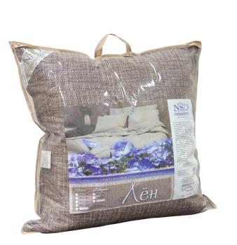 Подушка &quot;Лен&quot; (лебяжий пух; чехол хлопок 100%, на молнии с обстрочкой) ПЛЛ