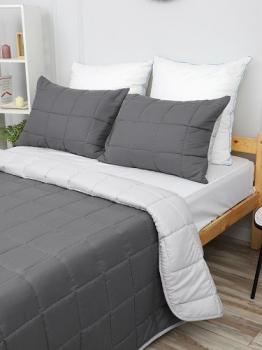 Набор &quot;Фиона&quot; стеганный (квадрат, 150г) 200*220+2 нав 50*70 (диз.: Графит-серый) 