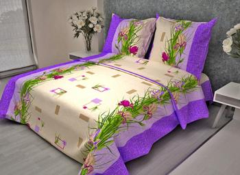 Постельное белье из бязи 125 г/м2 "Наслаждение" 1,5 сп. (диз.: 3 Ирисы 2/3 сиреневый) КНБС Постельное белье из бязи 125 г/м2 "Наслаждение" 1,5 сп. (диз.: 3 Ирисы 2/3 сиреневый) КНБС