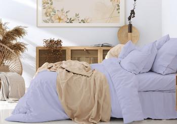 Постельное белье из поплина однотонного "Конфесса" 2,0 сп. с Евро (диз.: нежная лаванда) 