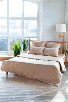 Постельное белье из сатина &quot;Камелия&quot; 1,5 сп. (нав. 70*70 диз.: Песочный) КССС