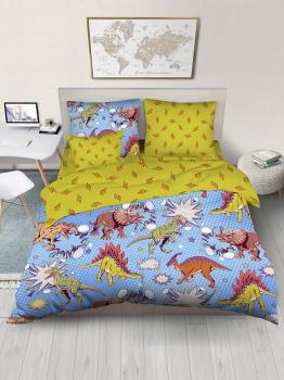 Постельное белье из поплина &quot;Радуга&quot; (нав. 70/70 1 шт.) (диз.: 500110-1 Юрский период+500111-1) КНБС