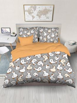 Постельное белье из поплина &quot;Радуга&quot; (нав. 70/70 1 шт.) (диз.: 500290-1 Гуси Утки+500292-1) КНБС