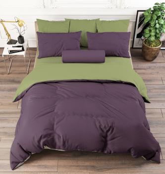 КПБ поплин однотонный "Confessa" 2,0 сп. (диз.: баклажан+олива) 