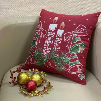 Думка &quot;Новогодняя&quot; гобелен 50*50 (диз.: 2 Свечи) ДВЭ