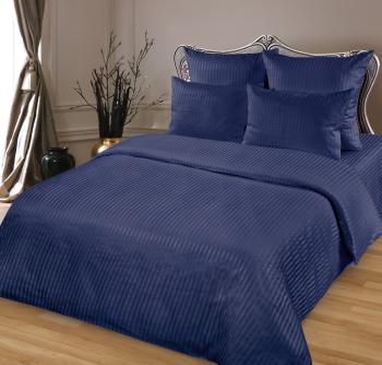 Постельное белье из страйп-сатина &quot;Мирослава&quot; 1,5 сп. (нав. 70*70  диз.: Индиго) КССС