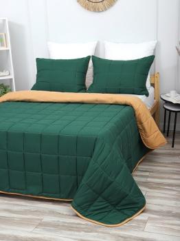 Набор &quot;Фиона&quot; стеганный (квадрат, 150г) 210*240+2 нав 50*70 (диз.: Зелено-горчиный) 
