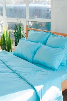 Постельное белье из сатина &quot;Камелия&quot; Евро 200*220 (нав. 50*70 и 70*70 диз.: Бирюза) КССС