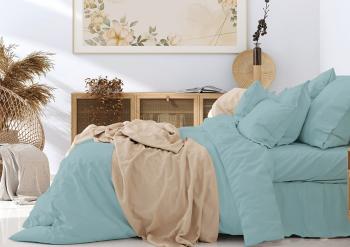 Постельное белье из поплина однотонного "Конфесса" 2,0 сп. (диз.: аквамарин) 