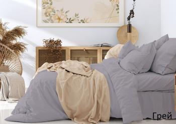 Постельное белье из поплина однотонного "Конфесса" Семейный (диз.: грей) 