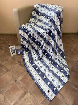 Плед "Велсофт" 2,0 сп. (диз.: Пингвины цвет синий) ПВ